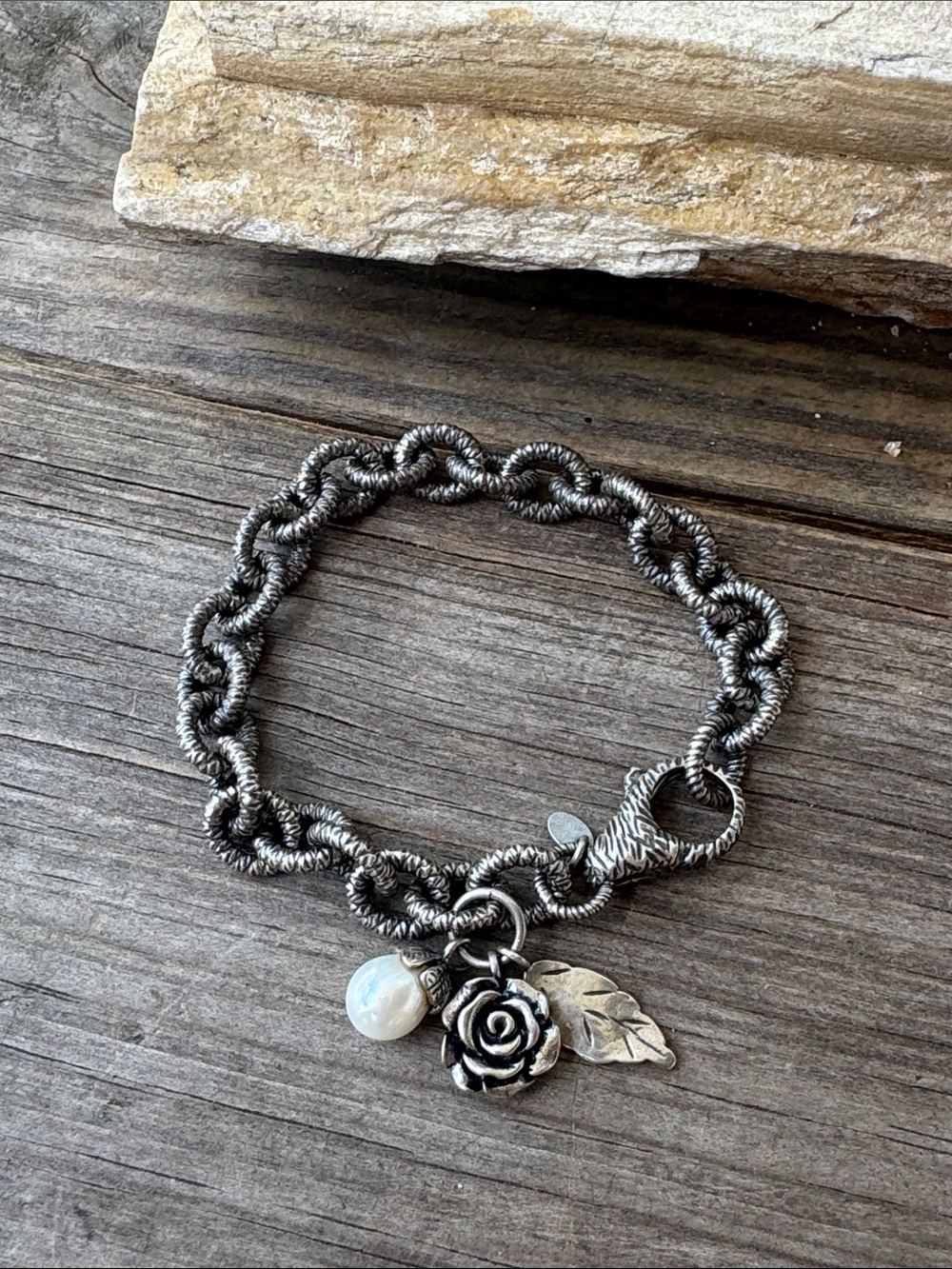 Or Paz Sterling SIlver Bracelet with Pearl accents